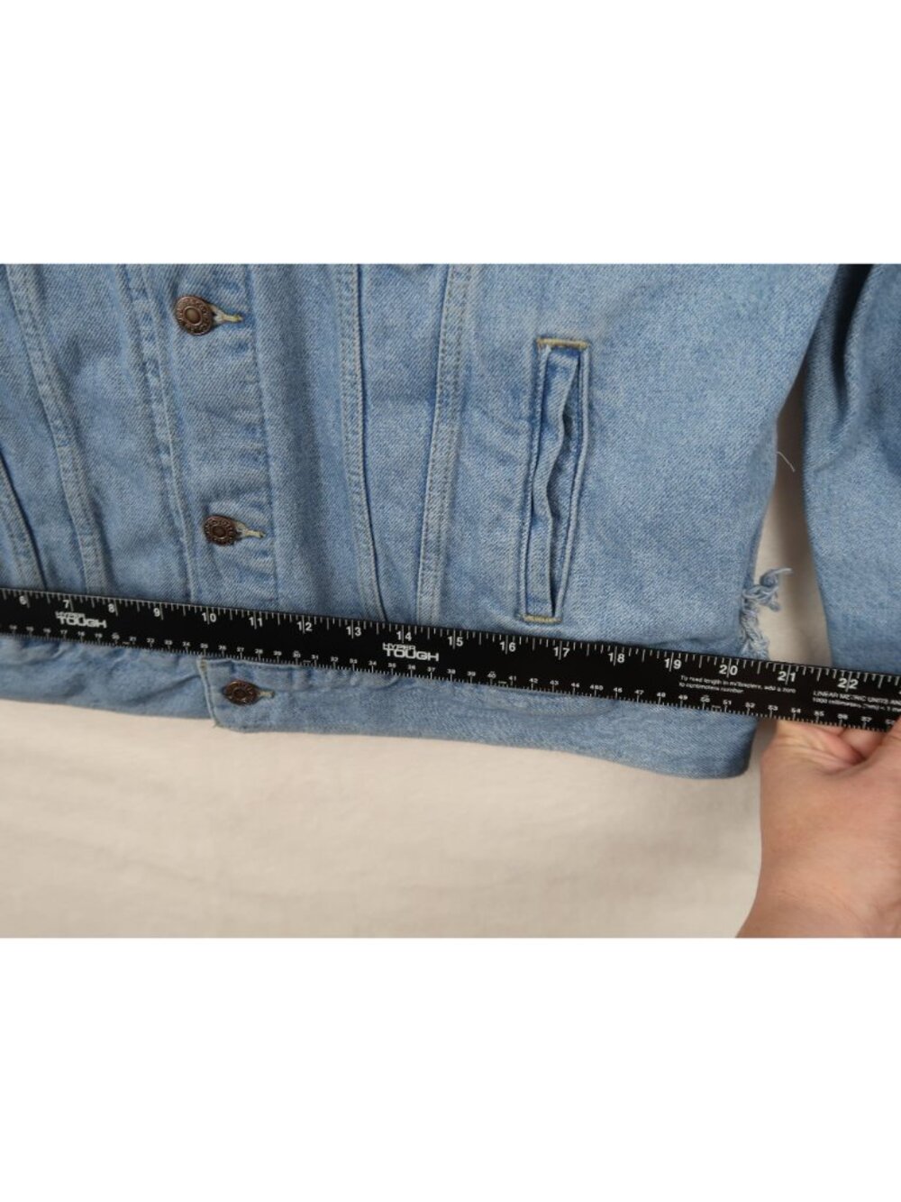 Levis XL Distressed Denim Jacket Blue 100% Cotton Light Wash - Picture 7 of 10